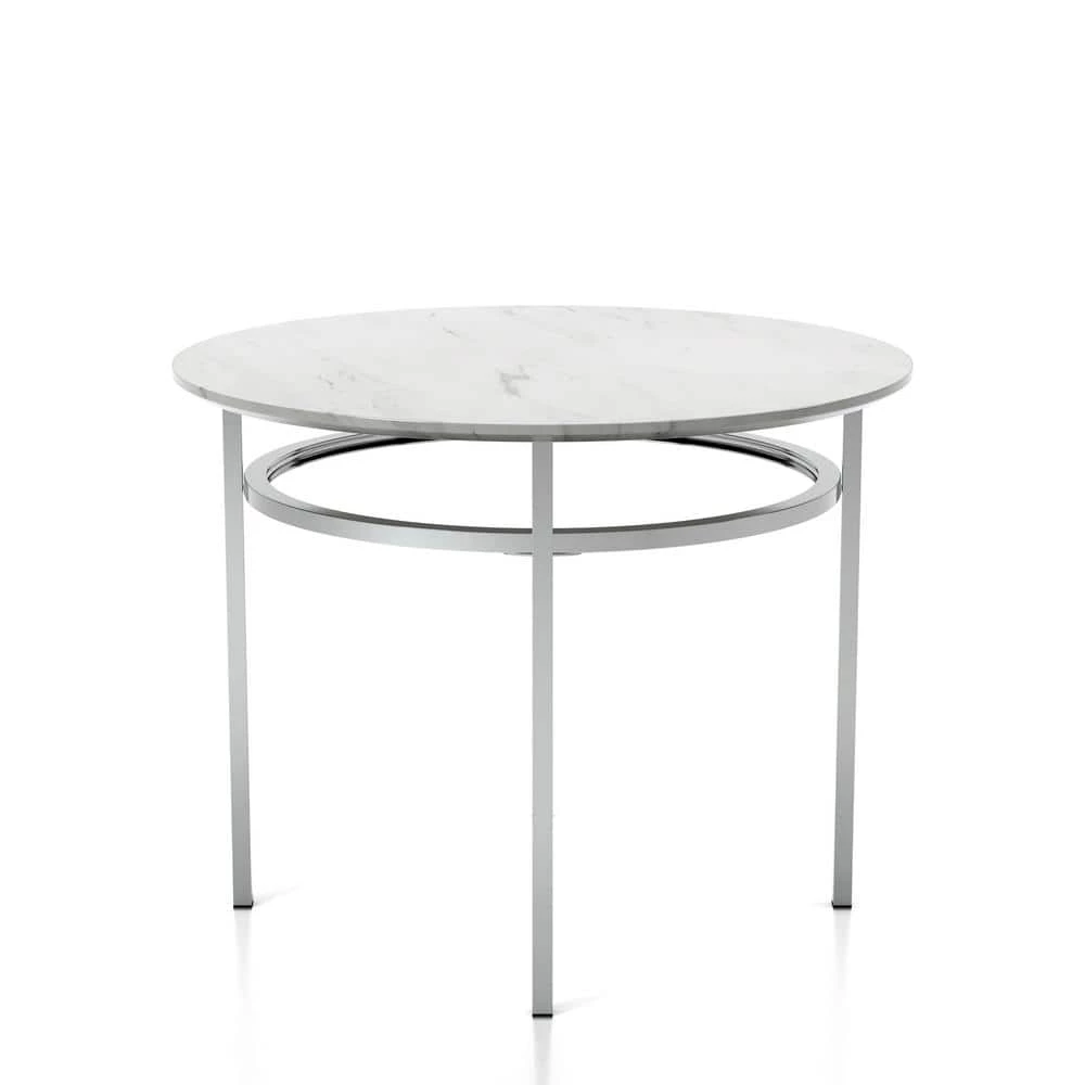 Clay White and Chrome Dining Table by Furniture of America 2 Clay White and Chrome Dining Table by Furniture of America - Image 2