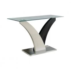 Penbroke 48 in. White and Dark Gray Rectangle Glass Top Console Table by Furniture of America