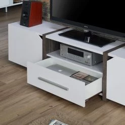 Balearic 81.5 in. Distressed Gray and Black TV Stand with 1-Drawer Fits TV's up to 94 in. with Cable Management by Furniture of America -Furniture of America Sales Store white and distressed gray furniture of america tv stands idi 161753 44 1000