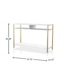 Huntz 47.75 in. White and Gold Coating Rectangle Wood Console Table by Furniture of America -Furniture of America Sales Store white and gold coating furniture of america console tables idf ac382wh 40 1000