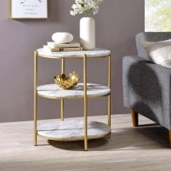 Arctela 22.25 in. White and Gold Coating Oval Wood Top Side Table by Furniture of America -Furniture of America Sales Store white and gold coating furniture of america end side tables idf ac378gd 31 1000