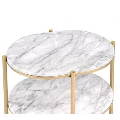 Arctela 22.25 in. White and Gold Coating Oval Wood Top Side Table by Furniture of America -Furniture of America Sales Store white and gold coating furniture of america end side tables idf ac378gd 44 1000