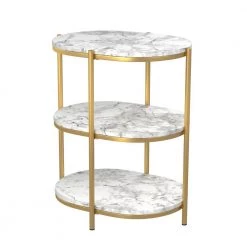 Arctela 22.25 in. White and Gold Coating Oval Wood Top Side Table by Furniture of America -Furniture of America Sales Store white and gold coating furniture of america end side tables idf ac378gd c3 1000