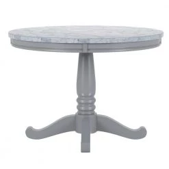 Tatine 42 in. Round White and Gray Faux Marble Top Dining Table by Furniture of America -Furniture of America Sales Store white and gray furniture of america kitchen dining tables idf 3546gy rt c3 1000