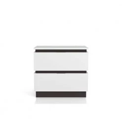 Summit Run 2-Drawer White and Metallic Gray Nightstand (21.25 in. H X 22.88 in. W X 15.38 in. D) by Furniture of America