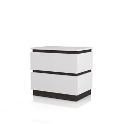 Summit Run 2-Drawer White and Metallic Gray Nightstand (21.25 in. H X 22.88 in. W X 15.38 in. D) by Furniture of America -Furniture of America Sales Store white and metallic gray furniture of america nightstands idf 7225wh n c3 1000