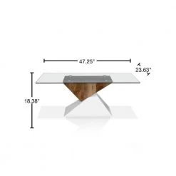 Arkin 48 in. Clear/White/Natural Large Rectangle Glass Coffee Table with Pedestal Base by Furniture of America -Furniture of America Sales Store white and natural tone furniture of america coffee tables idf 4746c 40 1000