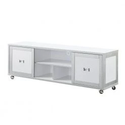 Alphonse 60 in. White and Silver MDF TV Stand Fits TVs Up to 66 in. with Storage Doors by Furniture of America -Furniture of America Sales Store white and silver furniture of america tv stands idi 182278 c3 1000