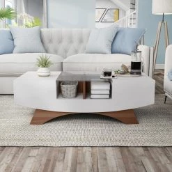 Montannah 48.75 in. White and Walnut Rectangle Wood Coffee Table by Furniture of America 17 Montannah 48.75 in. White and Walnut Rectangle Wood Coffee Table by Furniture of America -Furniture of America Sales Store white and walnut furniture of america coffee tables ynj 146 2 31 1000