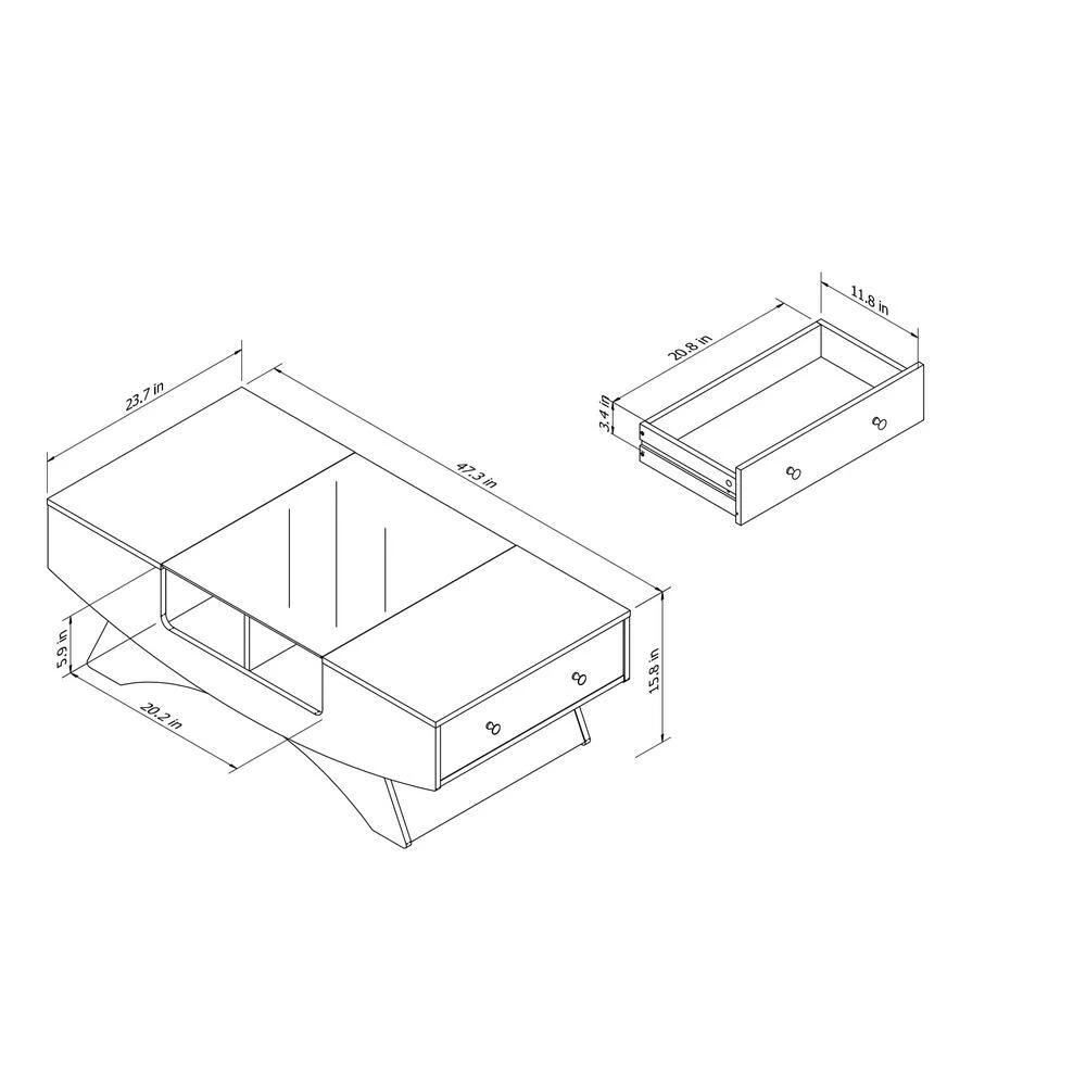 Montannah 48.75 in. White and Walnut Rectangle Wood Coffee Table by Furniture of America 8 Montannah 48.75 in. White and Walnut Rectangle Wood Coffee Table by Furniture of America - Image 8