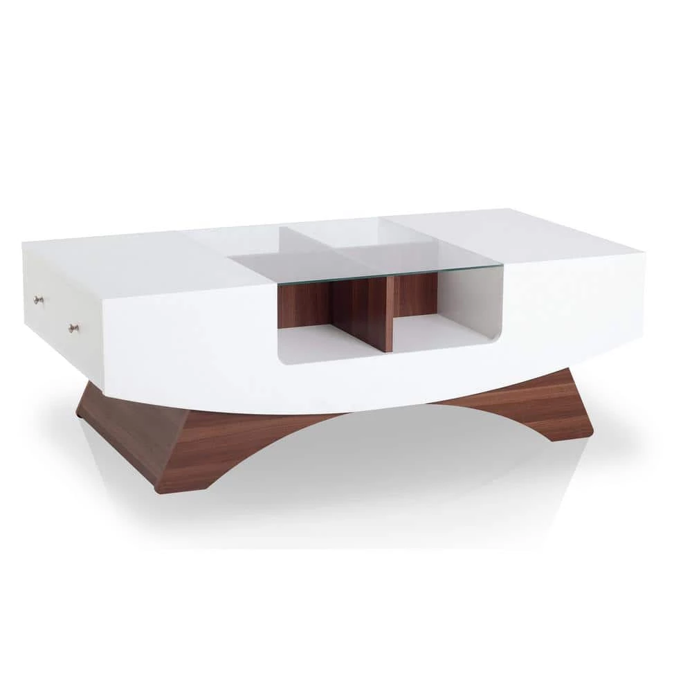 Montannah 48.75 in. White and Walnut Rectangle Wood Coffee Table by Furniture of America 3 Montannah 48.75 in. White and Walnut Rectangle Wood Coffee Table by Furniture of America - Image 3