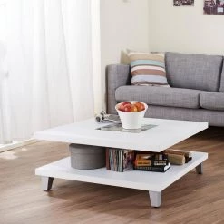 Jessa 32 in. White Medium Rectangle Wood Coffee Table with Shelf by Furniture of America -Furniture of America Sales Store white and walnut furniture of america coffee tables ynj ct1000wnt a1 c3 1000