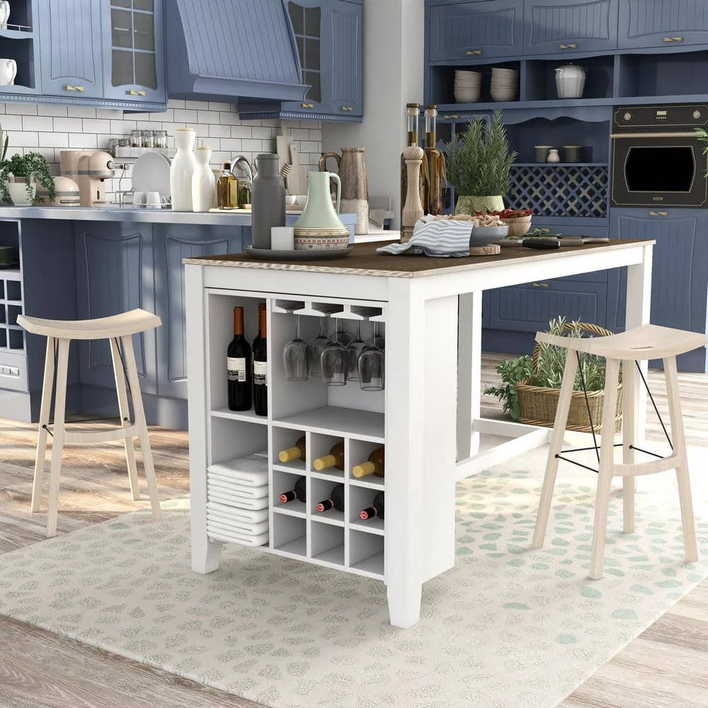 Martin White Weathered Oak Counter Height Dining Table by Furniture of America 3 Martin White Weathered Oak Counter Height Dining Table by Furniture of America - Image 3