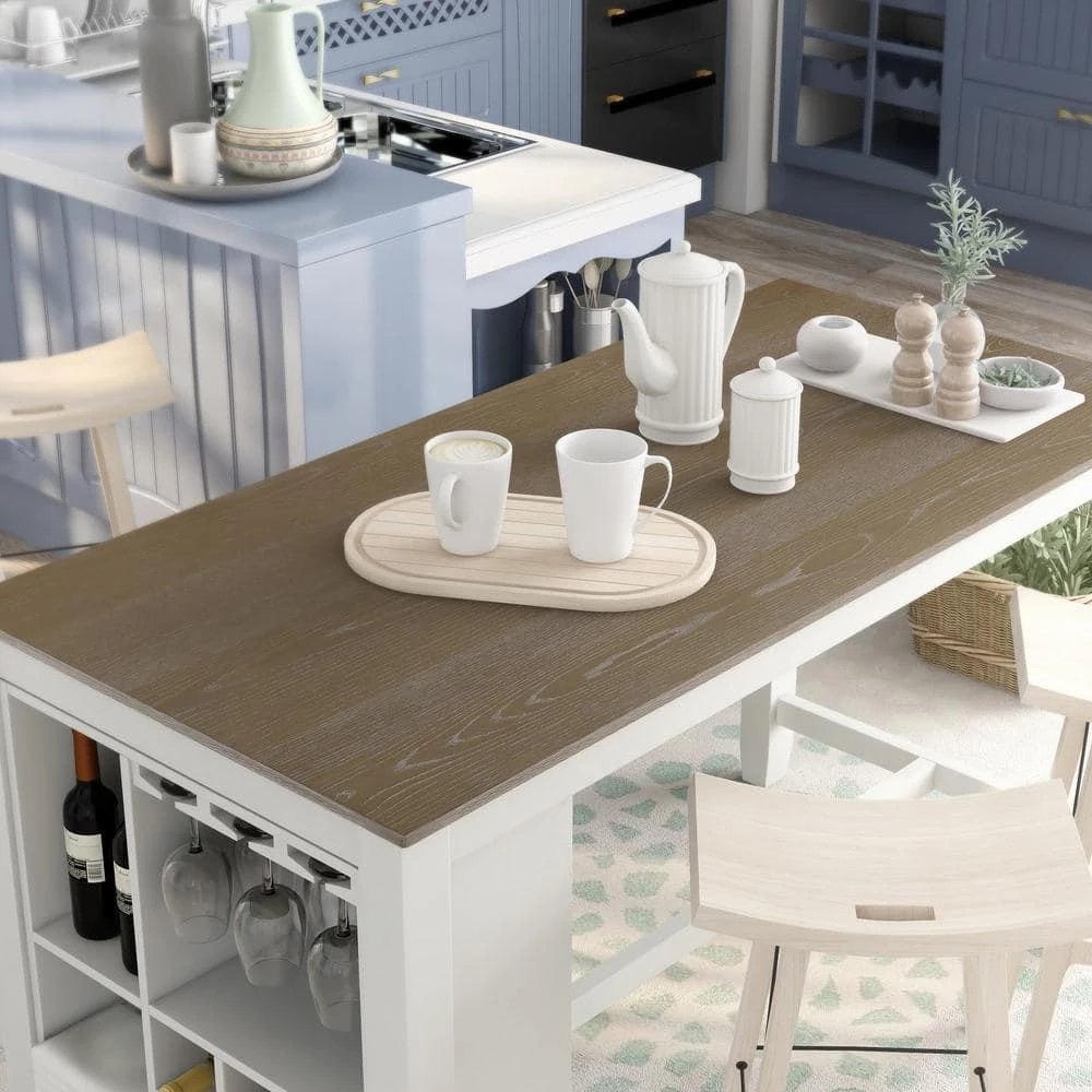 Martin White Weathered Oak Counter Height Dining Table by Furniture of America 2 Martin White Weathered Oak Counter Height Dining Table by Furniture of America - Image 2