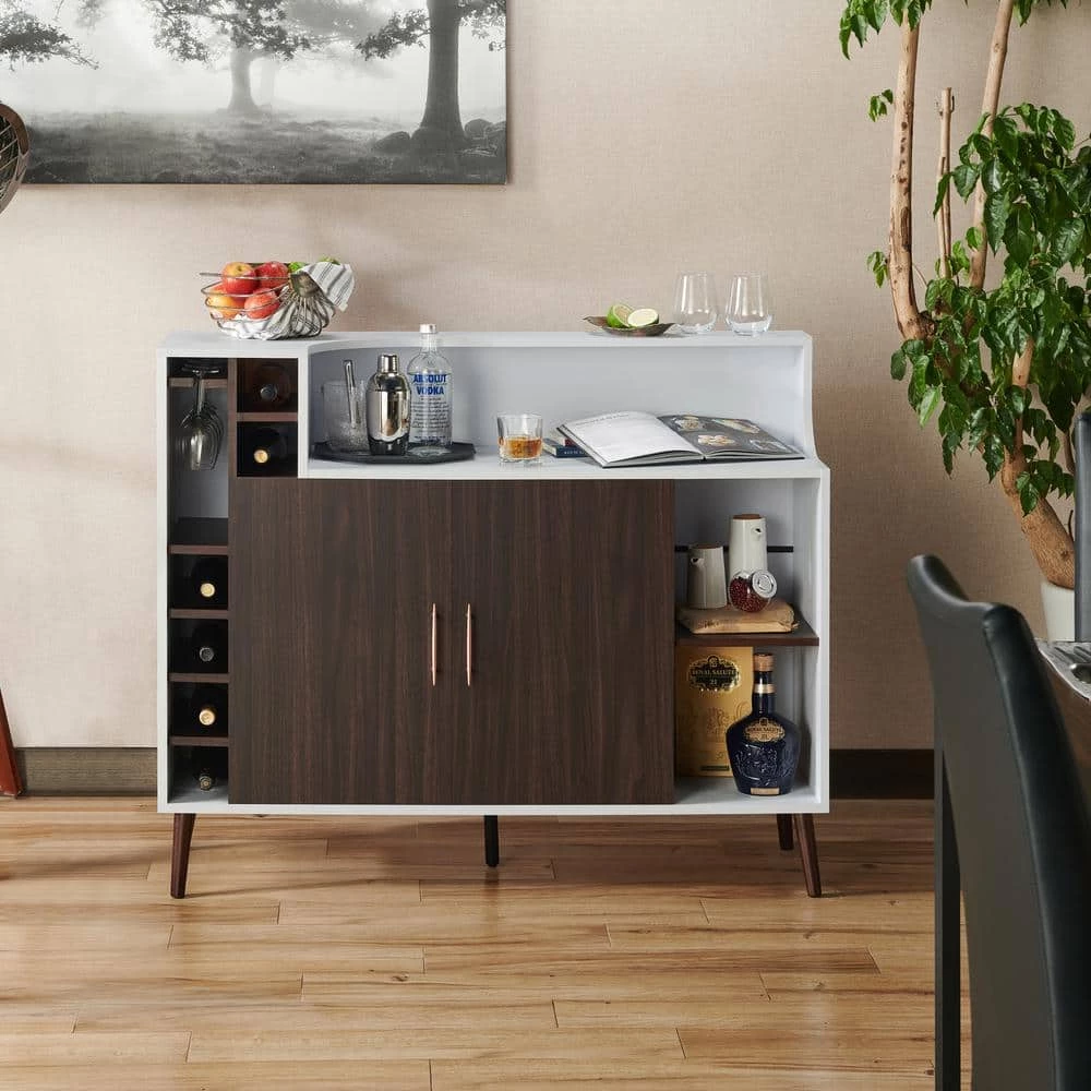 Pankhurst White/Espresso Buffet with Wine Rack by Furniture of America 5 Pankhurst White/Espresso Buffet with Wine Rack by Furniture of America - Image 5