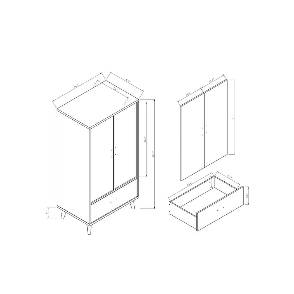 Satonia III White Armoire with 2-Door Cabinet and Drawer (60.25 in. H x 31.25 in. W x 20.75 in. D) by Furniture of America 5 Satonia III White Armoire with 2-Door Cabinet and Drawer (60.25 in. H x 31.25 in. W x 20.75 in. D) by Furniture of America - Image 5