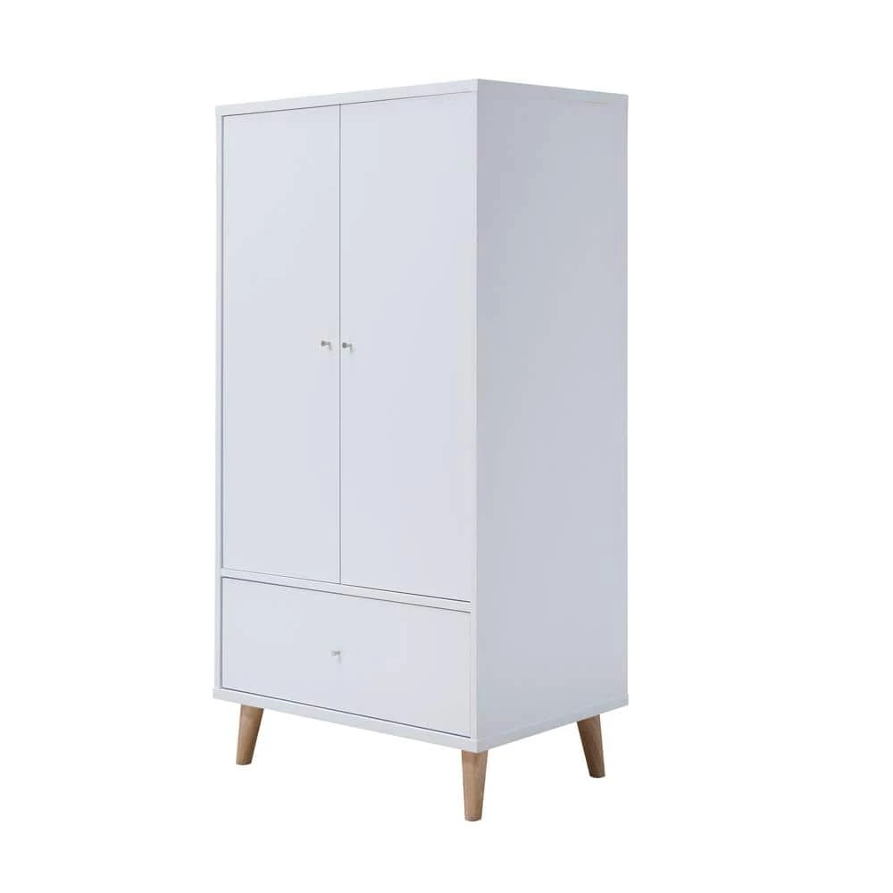 Satonia III White Armoire with 2-Door Cabinet and Drawer (60.25 in. H x 31.25 in. W x 20.75 in. D) by Furniture of America 4 Satonia III White Armoire with 2-Door Cabinet and Drawer (60.25 in. H x 31.25 in. W x 20.75 in. D) by Furniture of America - Image 4