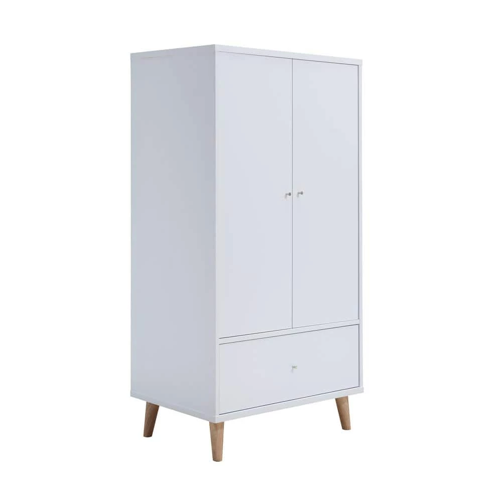 Satonia III White Armoire with 2-Door Cabinet and Drawer (60.25 in. H x 31.25 in. W x 20.75 in. D) by Furniture of America 2 Satonia III White Armoire with 2-Door Cabinet and Drawer (60.25 in. H x 31.25 in. W x 20.75 in. D) by Furniture of America - Image 2