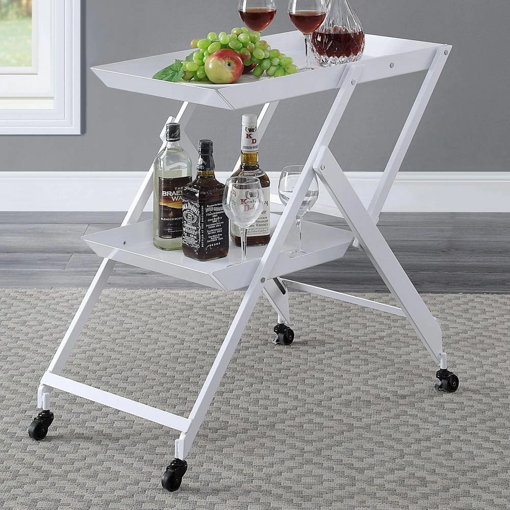 Alstott 2-Shelf White Serving Cart by Furniture of America 4 Alstott 2-Shelf White Serving Cart by Furniture of America - Image 4