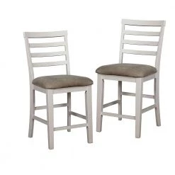 Martin White Weathered Oak Wood Ladder Pub Chair (Set of 2) by Furniture of America -Furniture of America Sales Store white furniture of america bar stools idf 3156pc 31 1000