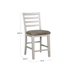 Martin White Weathered Oak Wood Ladder Pub Chair (Set of 2) by Furniture of America -Furniture of America Sales Store white furniture of america bar stools idf 3156pc 40 1000