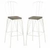 Raynham 44 in. White High Back Steel Frame Bar Stool with Wood Seat (Set of 2) by Furniture of America