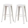 Linvel 30 in. White Backless Steel Frame Bar Stool (Set of 2) by Furniture of America