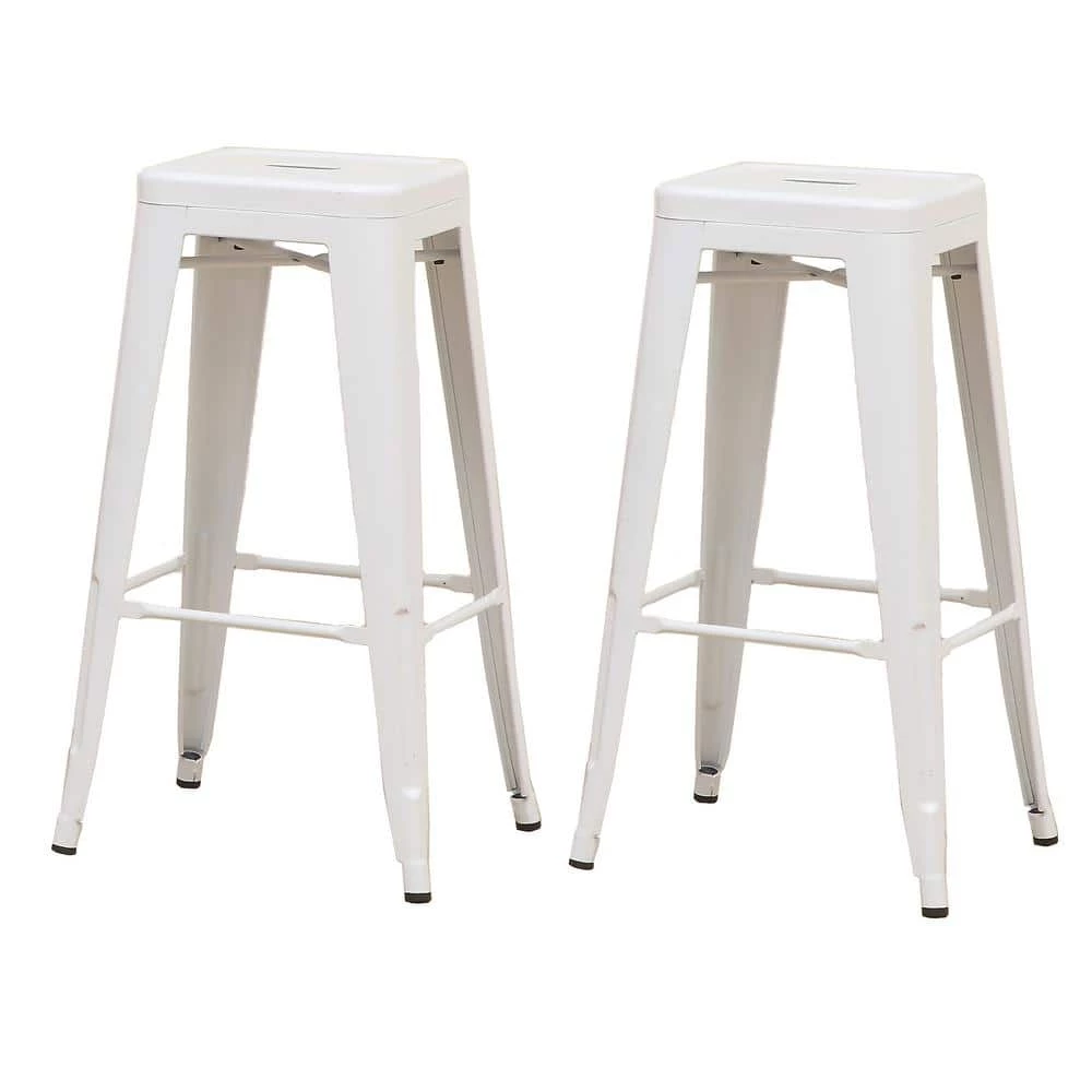 Linvel 30 in. White Backless Steel Frame Bar Stool (Set of 2) by Furniture of America 1 Linvel 30 in. White Backless Steel Frame Bar Stool (Set of 2) by Furniture of America