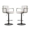 Lennocx 42.75 in. White Low Back Metal Bar Stool with Faux Leather Seat (Set of 2) by Furniture of America