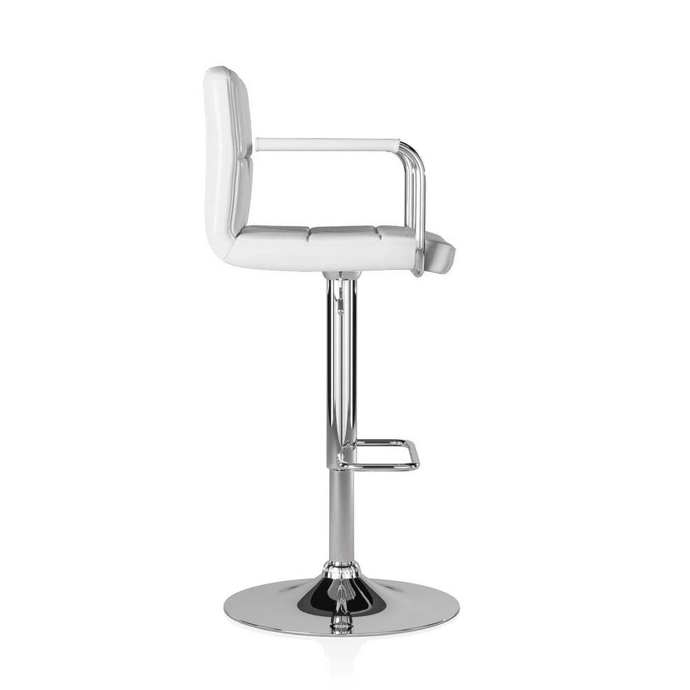 Lennocx 42.75 in. White Low Back Metal Bar Stool with Faux Leather Seat (Set of 2) by Furniture of America 2 Lennocx 42.75 in. White Low Back Metal Bar Stool with Faux Leather Seat (Set of 2) by Furniture of America - Image 2