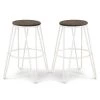 Cornelius 26 in. White Backless Steel Frame Bar Stool with Wooden Seat (Set of 2) by Furniture of America