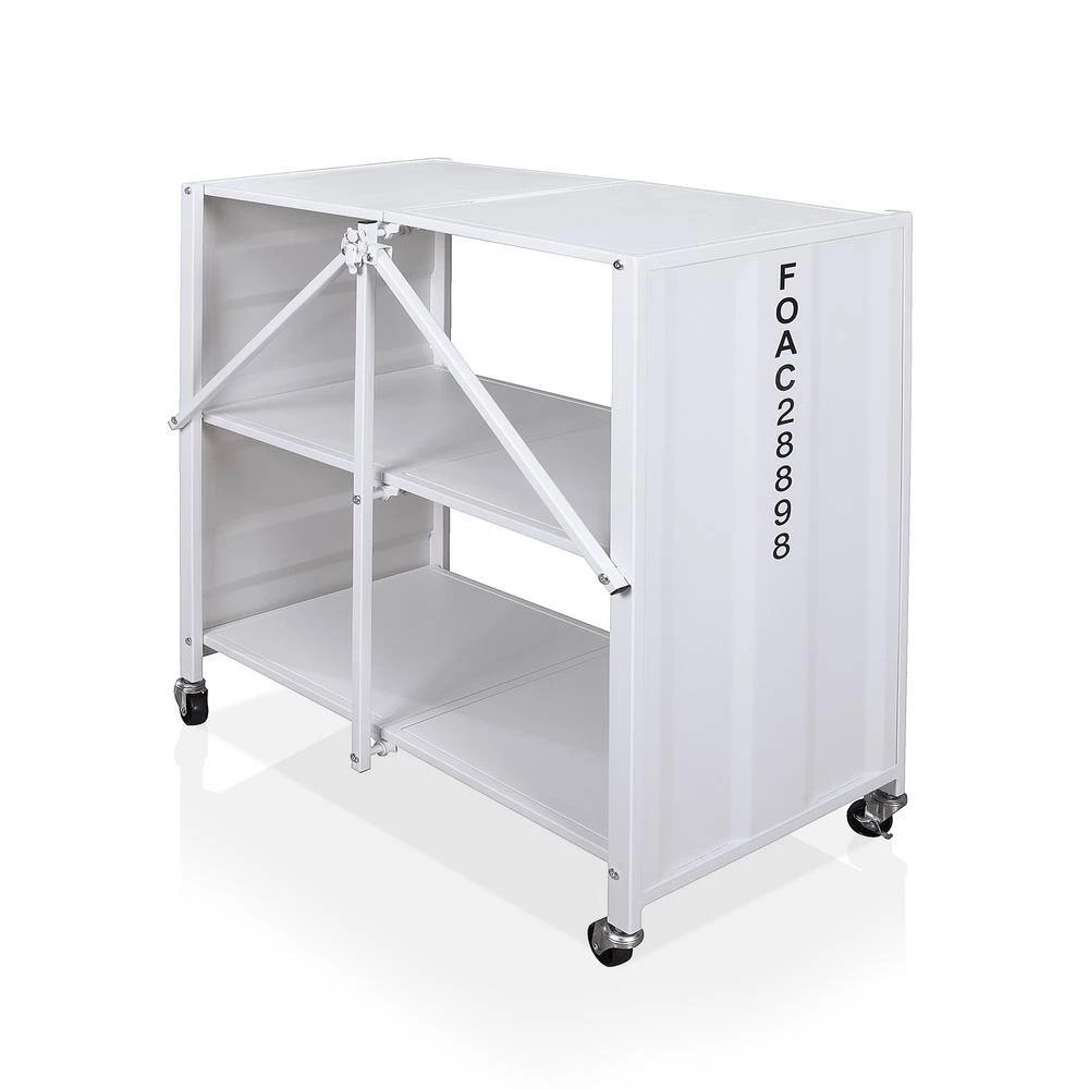 Dyna 30 in. W x 35 in. H White 2-Shelf Folding Standard Bookcase by Furniture of America 2 Dyna 30 in. W x 35 in. H White 2-Shelf Folding Standard Bookcase by Furniture of America - Image 2