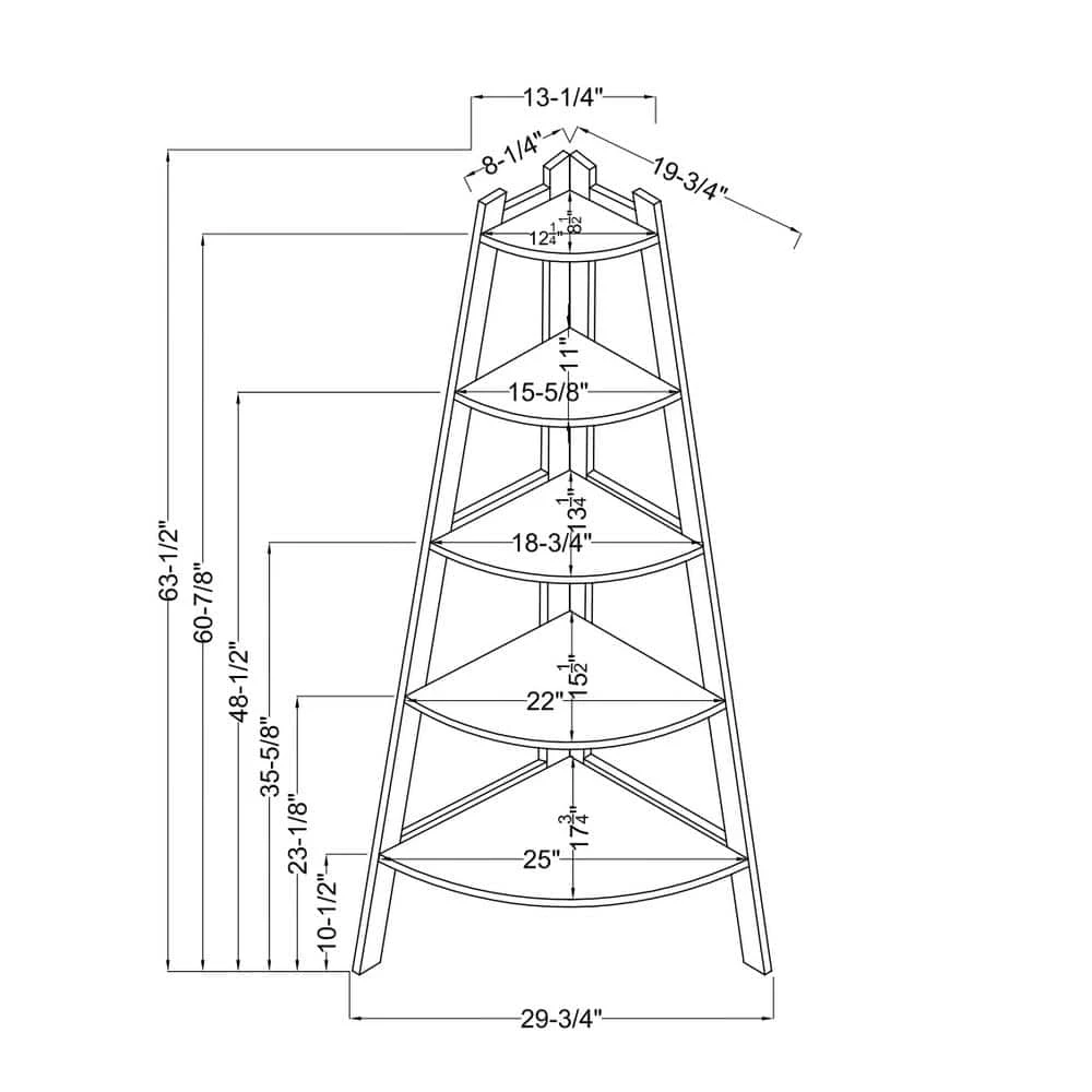 Blaisia 63.25 in. White Wood 5-Shelf Accent Corner Bookcase by Furniture of America 4 Blaisia 63.25 in. White Wood 5-Shelf Accent Corner Bookcase by Furniture of America - Image 4