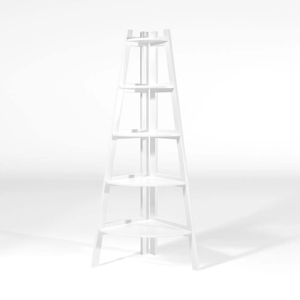 Blaisia 63.25 in. White Wood 5-Shelf Accent Corner Bookcase by Furniture of America 2 Blaisia 63.25 in. White Wood 5-Shelf Accent Corner Bookcase by Furniture of America - Image 2
