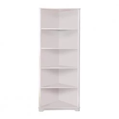 Paggie 78 in. White Wood 6-Shelf Accent Corner Bookcase by Furniture of America