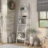 Nicole 70.87 in. White Wood 5-shelf Ladder Bookcase with Open Back by Furniture of America