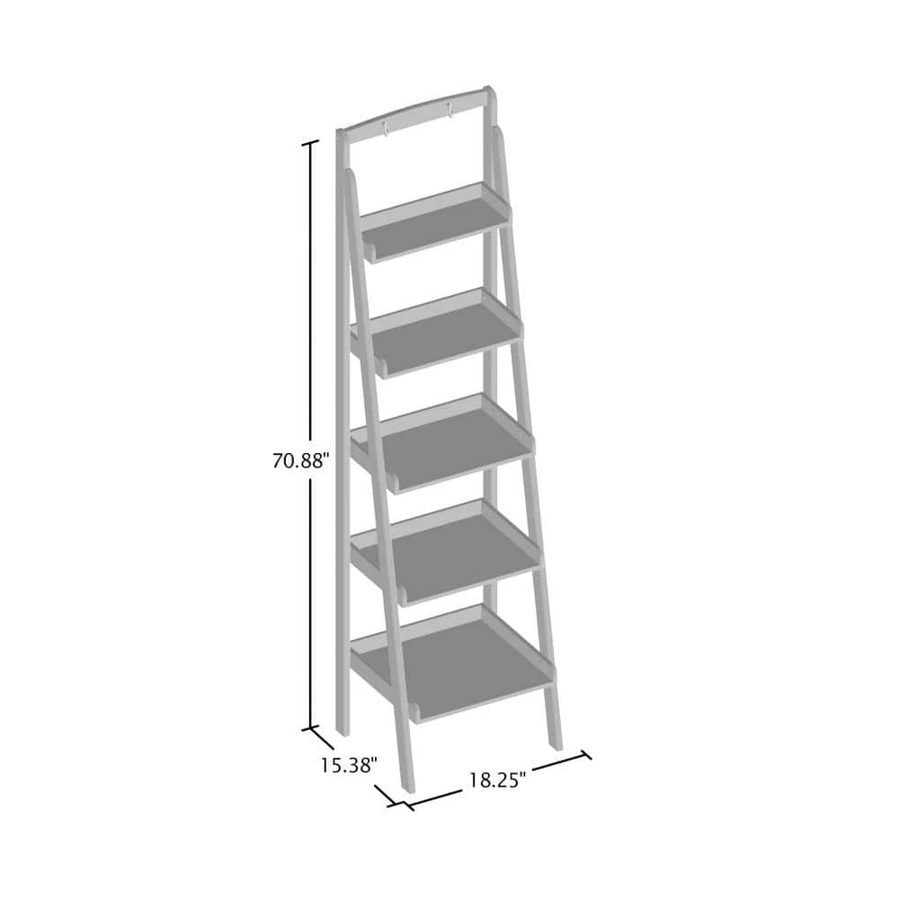 Nicole 70.87 in. White Wood 5-shelf Ladder Bookcase with Open Back by Furniture of America 6 Nicole 70.87 in. White Wood 5-shelf Ladder Bookcase with Open Back by Furniture of America - Image 6