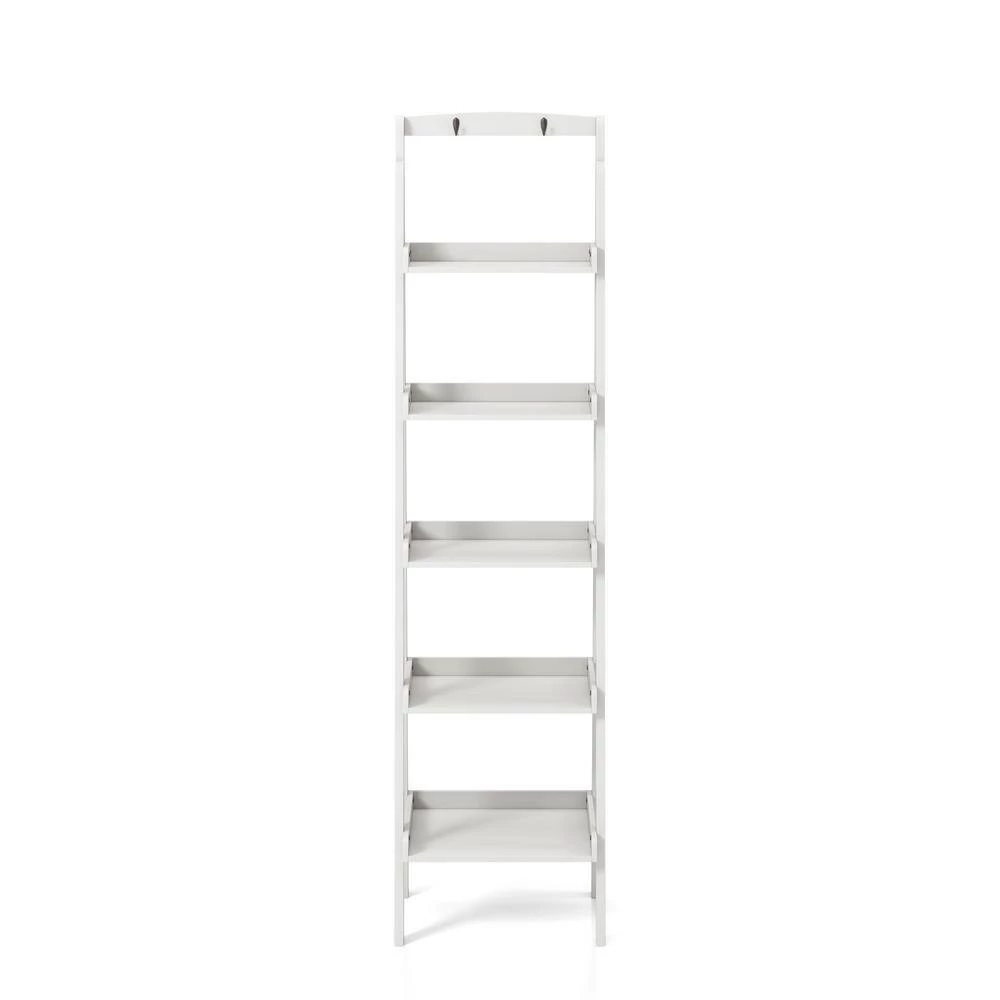 Nicole 70.87 in. White Wood 5-shelf Ladder Bookcase with Open Back by Furniture of America 3 Nicole 70.87 in. White Wood 5-shelf Ladder Bookcase with Open Back by Furniture of America - Image 3