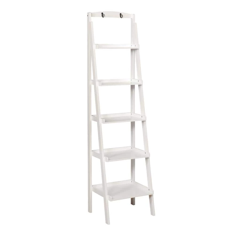 Nicole 70.87 in. White Wood 5-shelf Ladder Bookcase with Open Back by Furniture of America 2 Nicole 70.87 in. White Wood 5-shelf Ladder Bookcase with Open Back by Furniture of America - Image 2