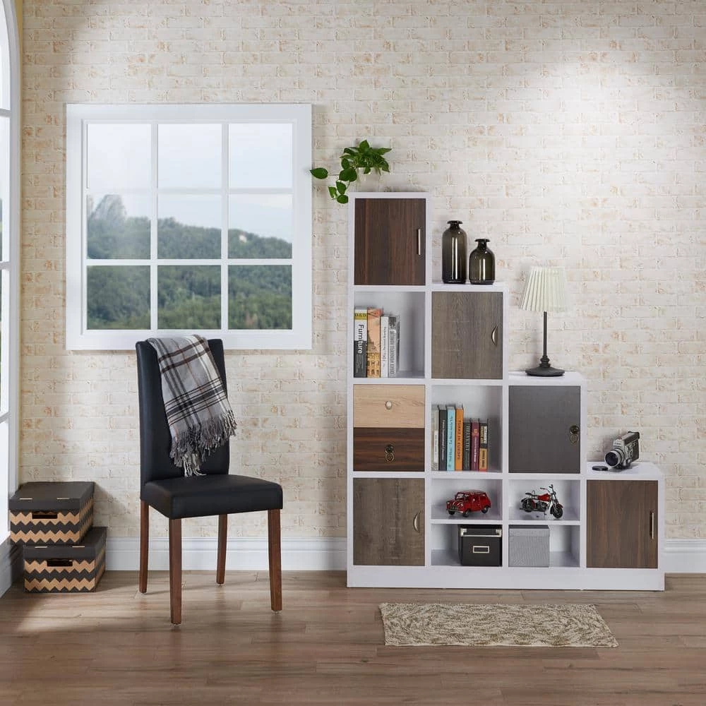 Calenan 61.5 in. White Faux Wood 11-shelf Cube Bookcase with Doors by Furniture of America 5 Calenan 61.5 in. White Faux Wood 11-shelf Cube Bookcase with Doors by Furniture of America - Image 5