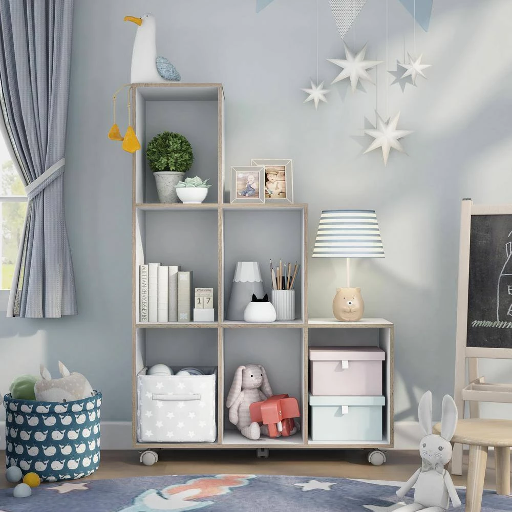 Double Island 34.25 in. White 9-Shelf Standard Bookcase with Caster Wheels by Furniture of America 7 Double Island 34.25 in. White 9-Shelf Standard Bookcase with Caster Wheels by Furniture of America - Image 7