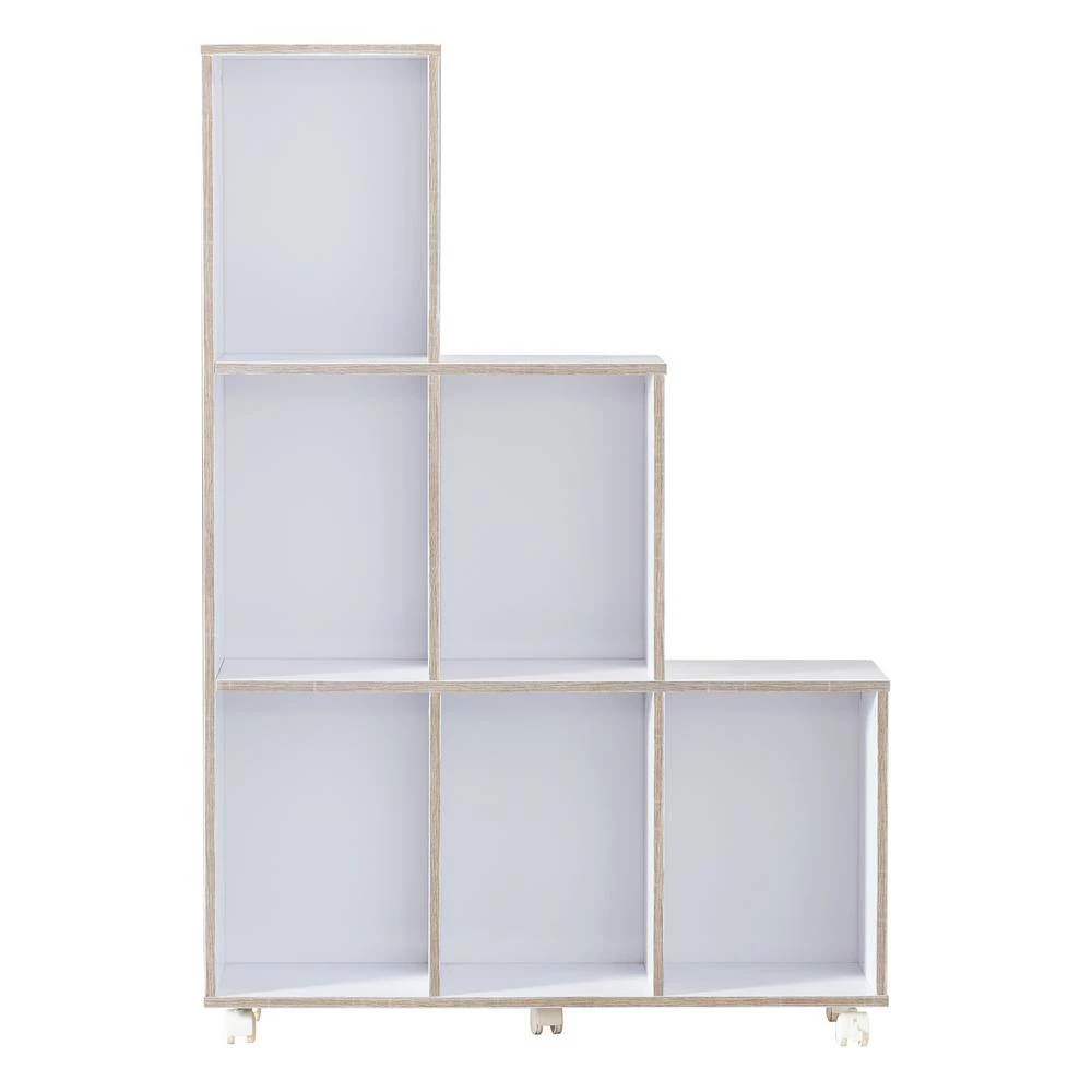 Double Island 34.25 in. White 9-Shelf Standard Bookcase with Caster Wheels by Furniture of America 4 Double Island 34.25 in. White 9-Shelf Standard Bookcase with Caster Wheels by Furniture of America - Image 4
