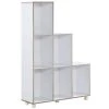 Double Island 34.25 in. White 9-Shelf Standard Bookcase with Caster Wheels by Furniture of America