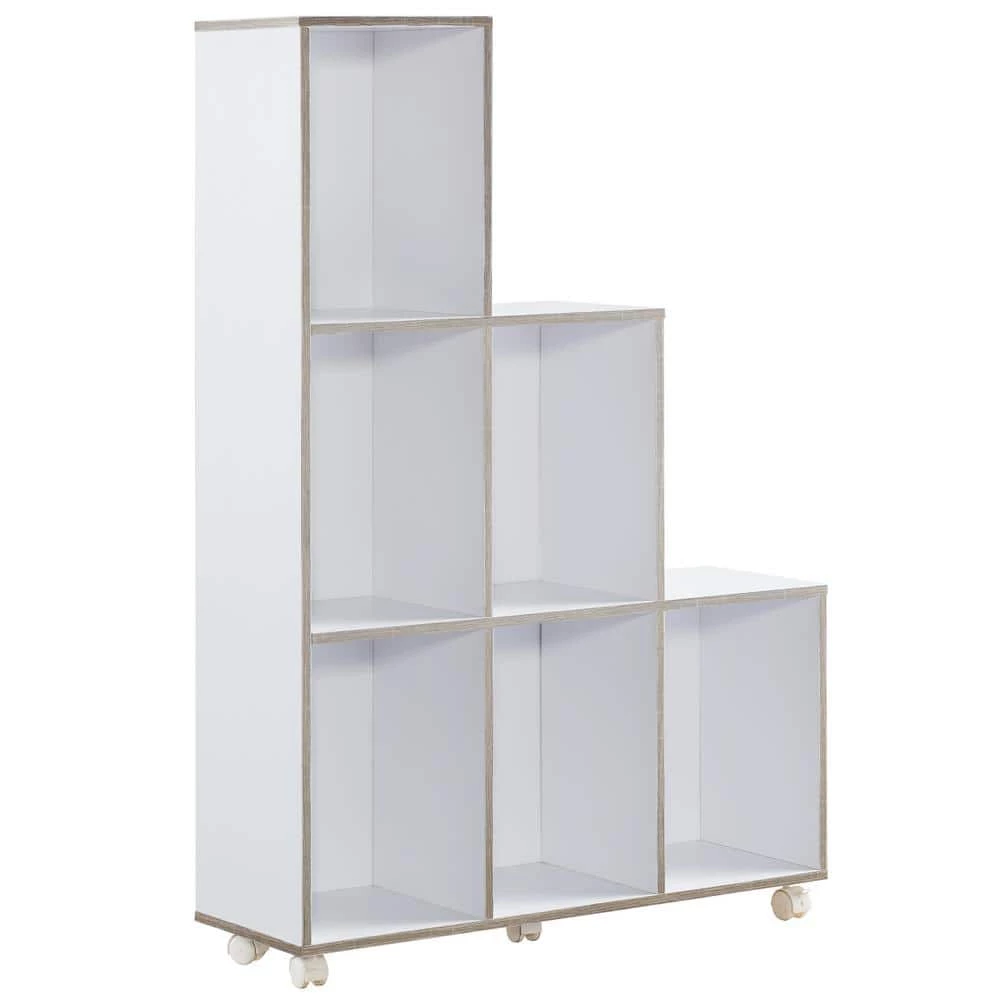 Double Island 34.25 in. White 9-Shelf Standard Bookcase with Caster Wheels by Furniture of America 1 Double Island 34.25 in. White 9-Shelf Standard Bookcase with Caster Wheels by Furniture of America
