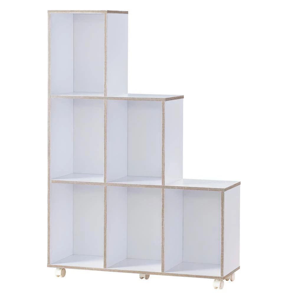 Double Island 34.25 in. White 9-Shelf Standard Bookcase with Caster Wheels by Furniture of America 3 Double Island 34.25 in. White 9-Shelf Standard Bookcase with Caster Wheels by Furniture of America - Image 3