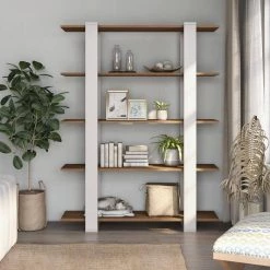 62.4 in. White/Walnut Wood 5-shelf Etagere Bookcase with Open Back by Furniture of America 11 62.4 in. White/Walnut Wood 5-shelf Etagere Bookcase with Open Back by Furniture of America -Furniture of America Sales Store white furniture of america bookcases bookshelves ynj 828 31 1000