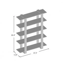 62.4 in. White/Walnut Wood 5-shelf Etagere Bookcase with Open Back by Furniture of America 9 62.4 in. White/Walnut Wood 5-shelf Etagere Bookcase with Open Back by Furniture of America -Furniture of America Sales Store white furniture of america bookcases bookshelves ynj 828 4f 1000