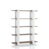 62.4 in. White/Walnut Wood 5-shelf Etagere Bookcase with Open Back by Furniture of America