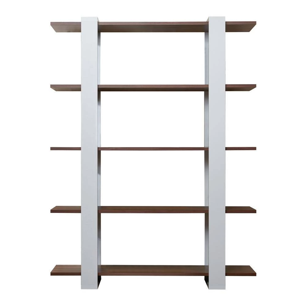 62.4 in. White/Walnut Wood 5-shelf Etagere Bookcase with Open Back by Furniture of America 3 62.4 in. White/Walnut Wood 5-shelf Etagere Bookcase with Open Back by Furniture of America - Image 3