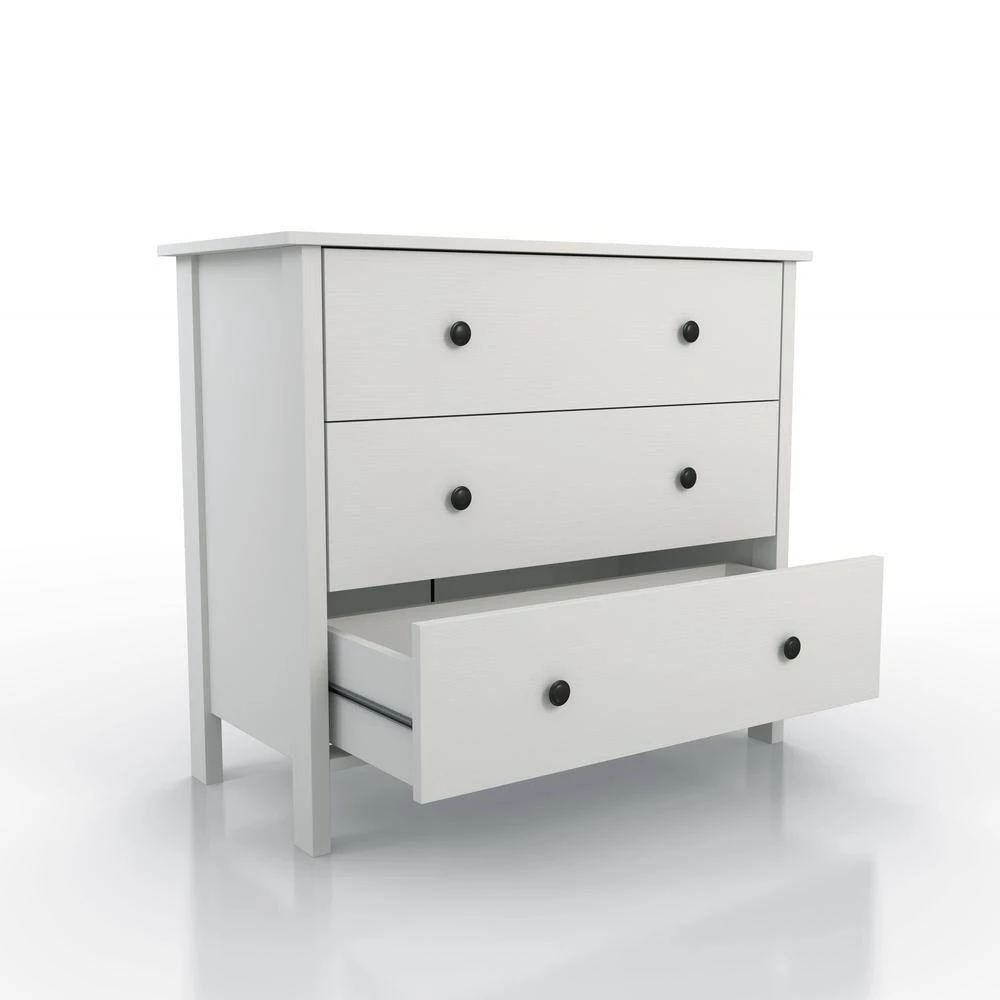 London 3-Drawer White Chest of Drawers 29 in. H x 34 in. W x 21 in. D by Furniture of America 8 London 3-Drawer White Chest of Drawers 29 in. H x 34 in. W x 21 in. D by Furniture of America - Image 8